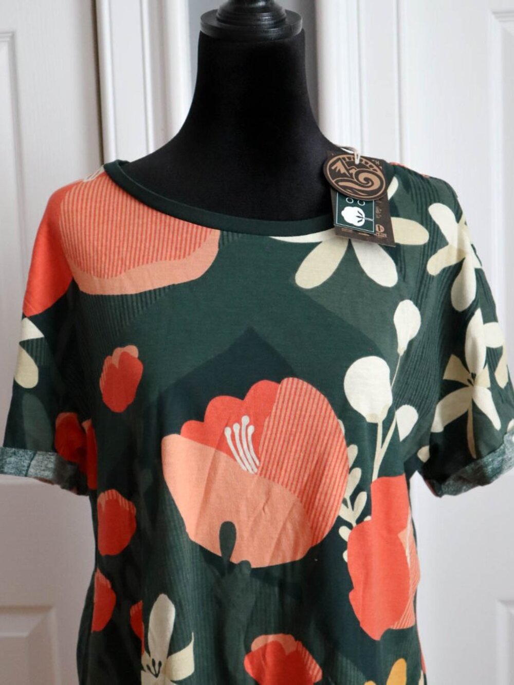 Happy Earth 100% Organic Cotton T-Shirt Dress Finley Paradise Sz XL Fair Trade - Picture 4 of 8